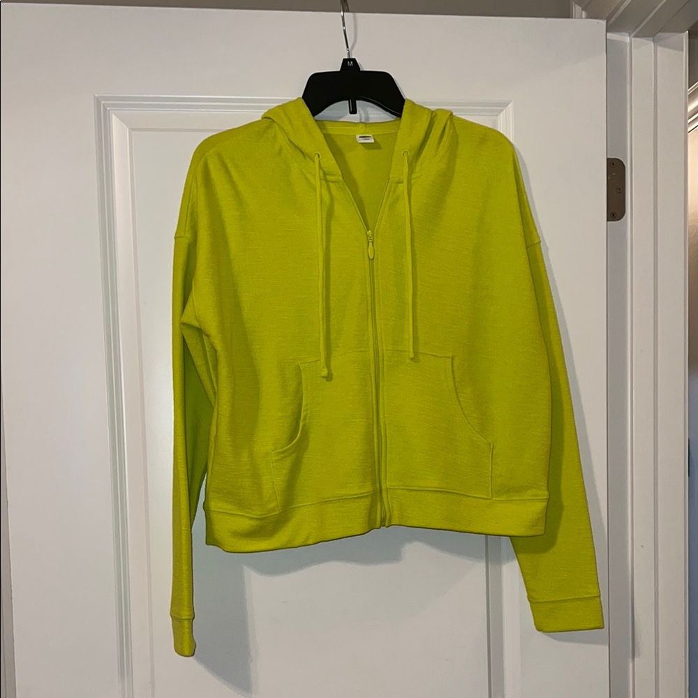 NWT Old Navy Lightweight Textured Bright Yellow Green Zip-Up Hoodie Size Small